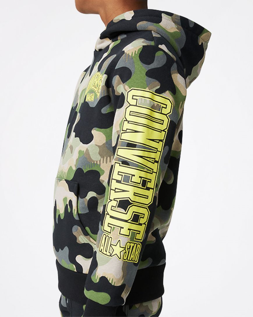 Boys' Converse Camo Pullover Hoodie Olive | AU 9E035W